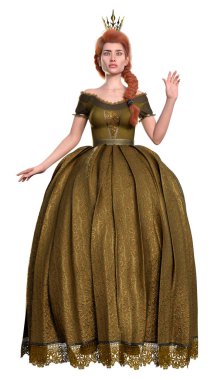 Beyaz arka plan üzerinde izole bir güzel peri masalı Prenses 3D render