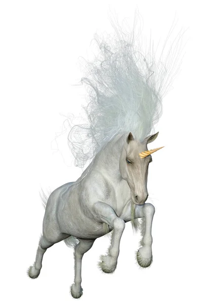 Rendering Unicorno Bianco Fantasia Isolato Sfondo Bianco — Foto Stock