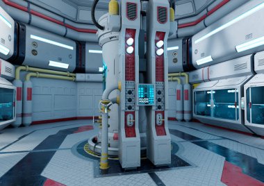 Bir bilim kurgu laboratuarının 3 boyutlu görüntülemesi