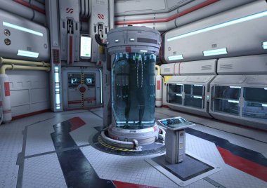 Bir bilim kurgu laboratuarının 3 boyutlu görüntülemesi