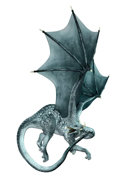 Darstellung Eines Fantasie Drachen Isoliert Auf Weißem Hintergrund — Stockfoto