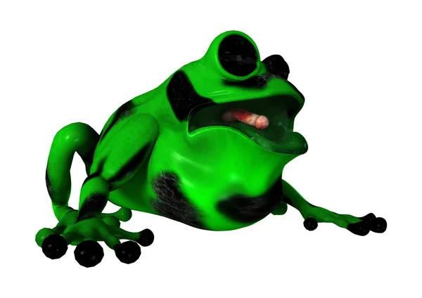 绿色的青蛙クリスタルと時計します。 — 图库照片