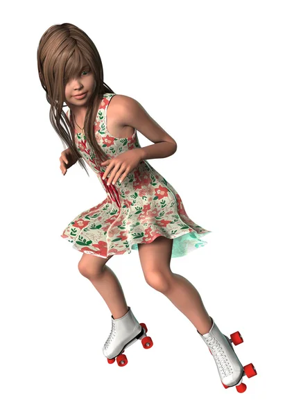 Menina em patins inline — Fotografia de Stock
