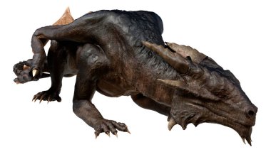 Beyaz arka planda izole edilmiş bir fantezi ejderhanın 3 boyutlu canlandırması