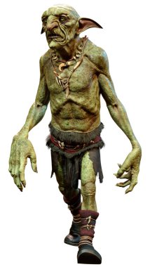 Beyaz arka planda izole edilmiş bir peri masalı yaratığının 3 boyutlu görüntüsü.