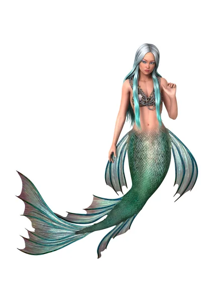 แฟนตาซี mermaid บน ขาว — ภาพถ่ายสต็อก