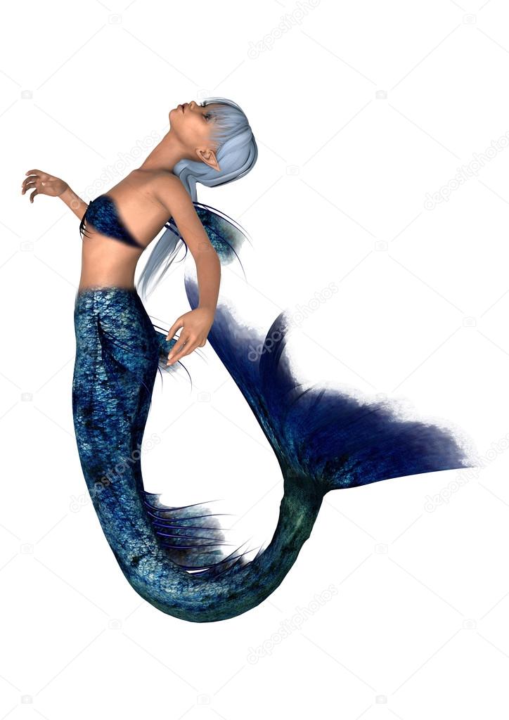 Fantasy Mermaid on White