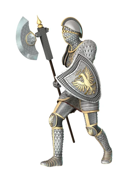 Beyaz üzerine Ortaçağ Knight — Stok fotoğraf