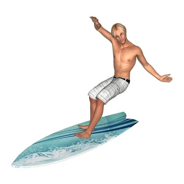 Male Surfer on White — Stock Photo, Image