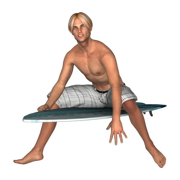 Männlicher Surfer auf weiß — Stockfoto