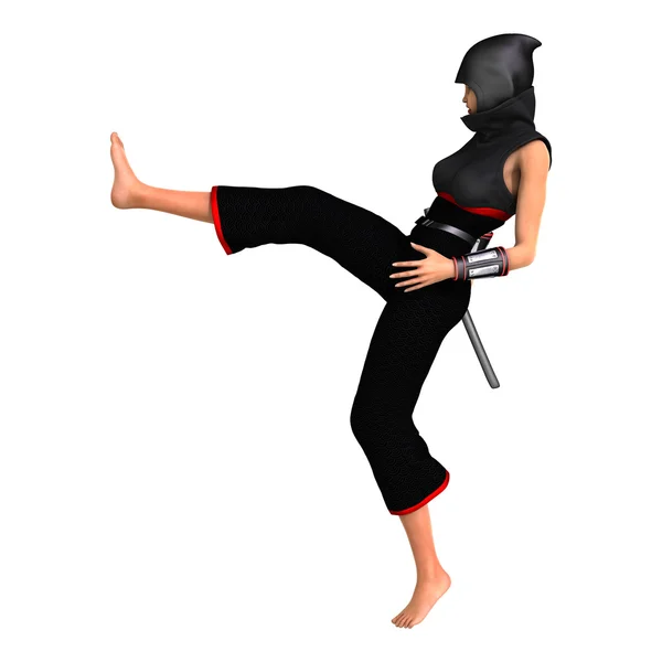 Ninja femenino en blanco — Foto de Stock