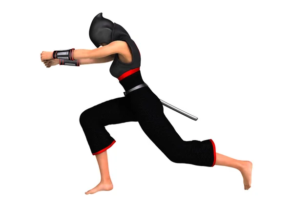 Kvinnlig Ninja på vit — Stockfoto