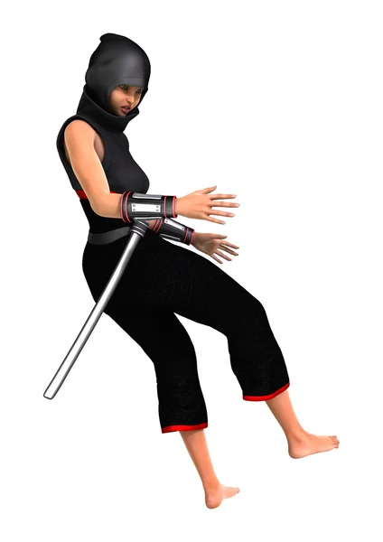 Ninja feminina em branco — Fotografia de Stock