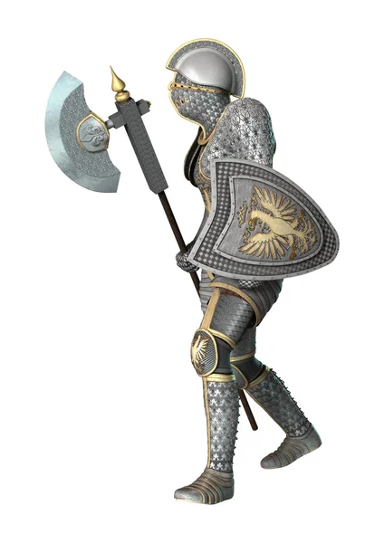 Beyaz üzerine Ortaçağ Knight — Stok fotoğraf