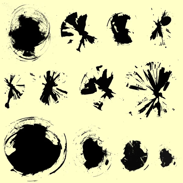 Vector inkt vlekken borstelset — Stockvector