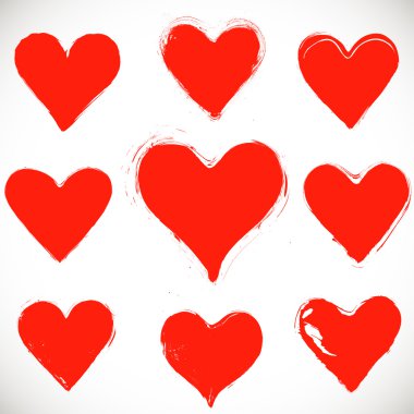 Grunge kalplerinde ayarla, vektör