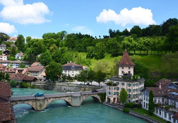 Blick auf den Fluss bern und aare, Schweiz. — Stockfoto