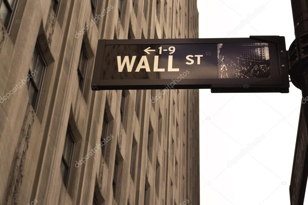 Street sign of New York Wall street