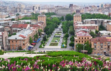 Art arda sıralı bina, Erivan, Ermenistan tepesinden Yerevan şehir merkezinin görünümü