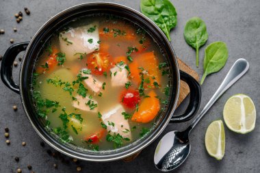 Classic Vinaigrette Salad with Diced Vegetables and Oil. A close-up, overhead image showcases the textured, rich colors of the Vinaigrette salad, a hearty mix of root vegetables and pickles dressed in sunflower oil.