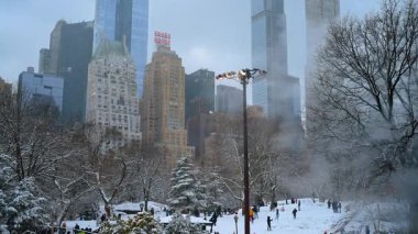 New York, ABD, 25 Aralık 2025: Essex House ve Midtown Manhattan binalarının kış manzarası.