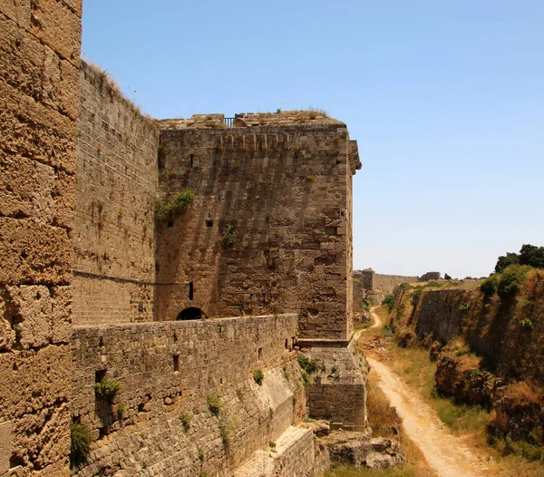 Bastions Fortress Fal Középkori Erőd Régi Város Rhodes Görögország — Stock Fotó