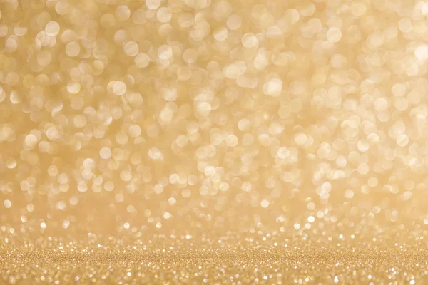 Glanzende Gouden Bokeh Glitter Lichten Abstracte Achtergrond Kerstmis Nieuwjaar Luxe — Stockfoto