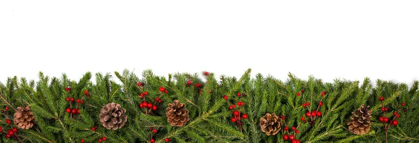 Vánoční Bílá Prázdná Karta Kopií Prostor Rám Dekor Jedle Strom — Stock fotografie