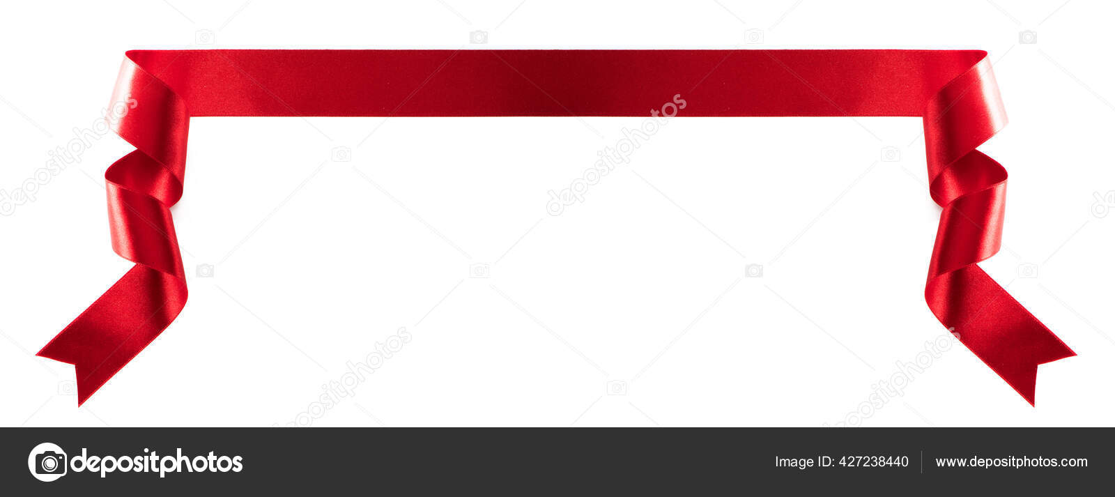 Red Ribbon Banner On White Background Stock Photo - Download Image
