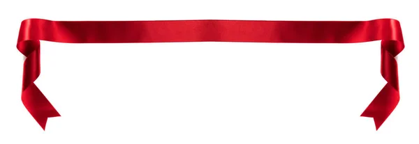 Red Satin Ribbon Banner Isolated White Background — Stock Photo, Image