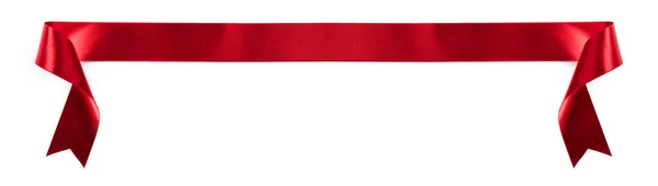 Faixa Cetim Vermelho Banner Isolado Fundo Branco — Fotografia de Stock