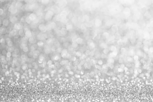 Glanzend Zilver Bokeh Glitter Lichten Abstracte Achtergrond Kerstmis Nieuwjaar Feest — Stockfoto