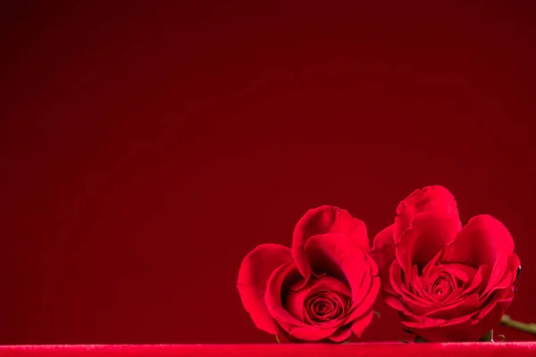 Hearts Red Roses Dark Red Background Valentines Day Design — Stock Photo, Image