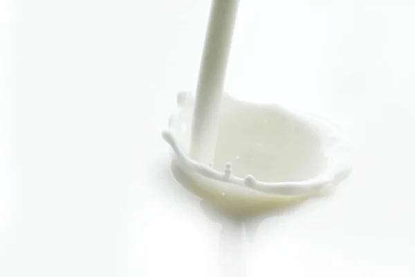 Ρίχνει Γάλα Splash Απομονώνονται Λευκό Φόντο Μακροεντολή — Φωτογραφία Αρχείου