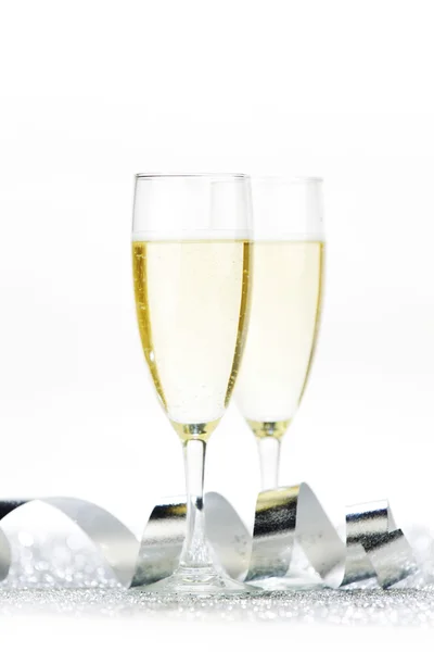 Şampanya ve yay — Stok fotoğraf