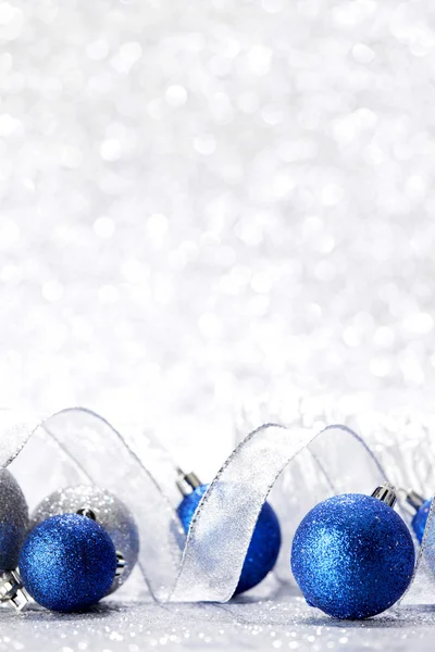 Christmas balls and ribbon — Stock Photo, Image