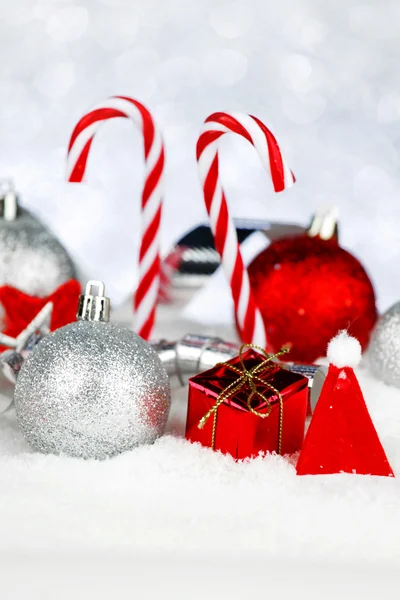 Christmas decor on snow — Stock Photo, Image