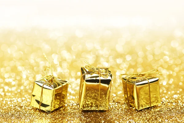 Gold gift boxes — Stock Photo, Image