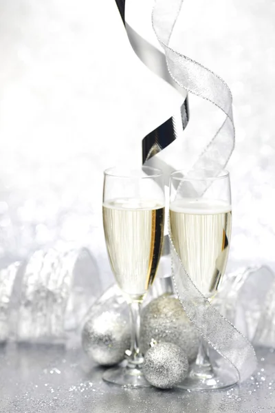 Champagner und Dekor — Stockfoto