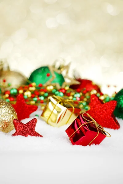 Christmas decor on snow — Stock Photo, Image