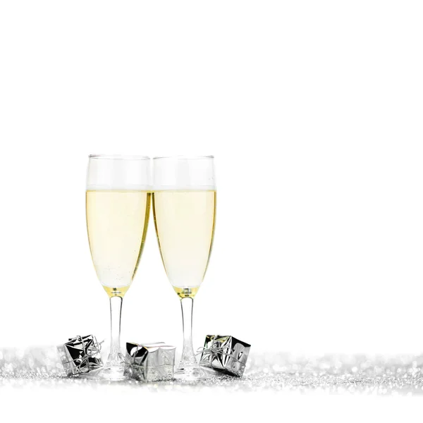 Champagne and gifts — Stock Photo, Image