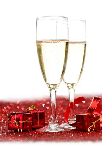 Champagne en geschenken — Stockfoto