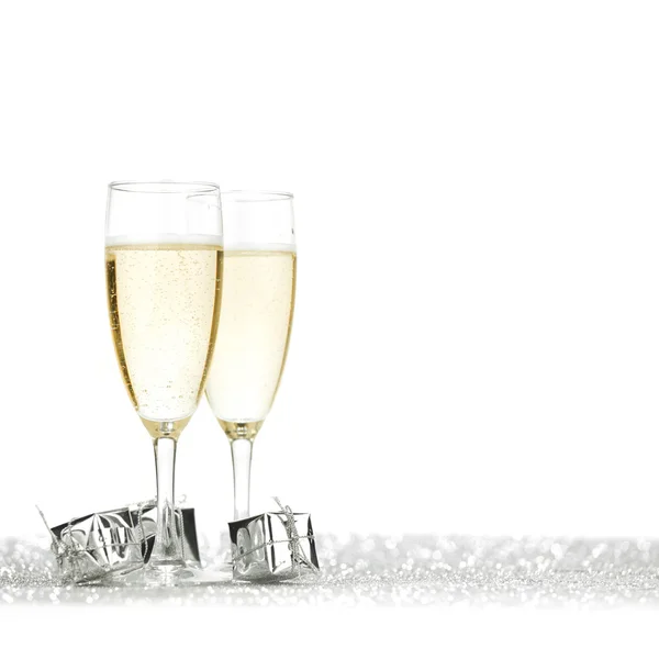 Champagne and gifts — Stock Photo, Image