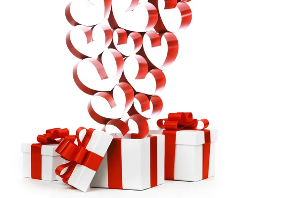 Gifts and hearts — Stock Photo, Image