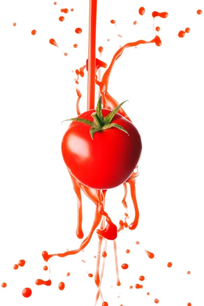 Sıçramasına domates suyu — Stok fotoğraf