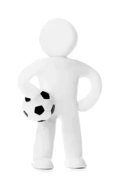 Plasticine man with soccer ball — Stock Photo, Image