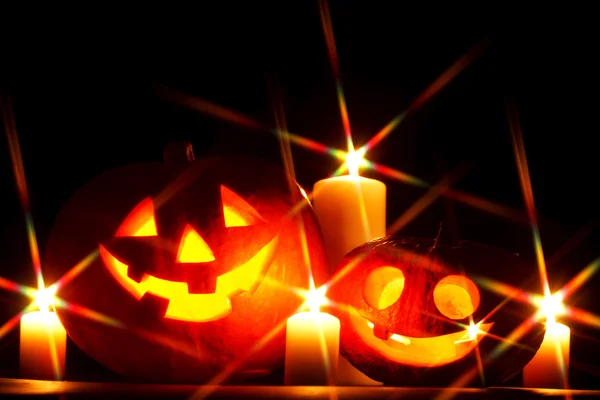 Halloween dýně a svíčky — Stock fotografie