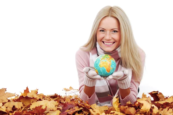 Mujer con globo — Foto de Stock