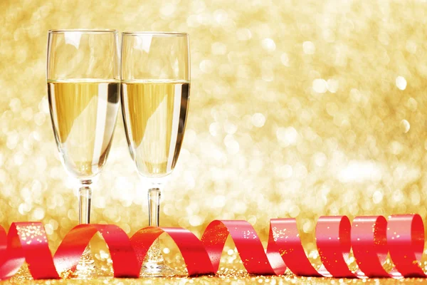 Champagne e fiocco — Foto Stock