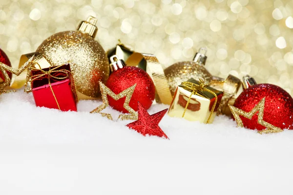 Christmas balls on snow — Stock Photo, Image